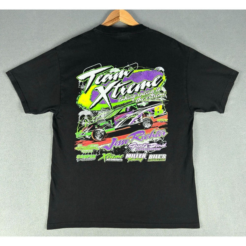 Richter Racing Shirt Mens Large Black Xtreme Motorsports Garage Mechanic Faded